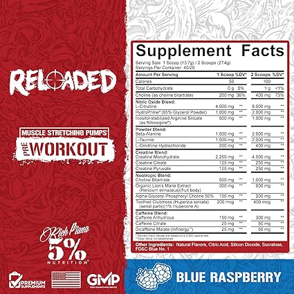 Reloaded PreWorkout Blue Raspberry by 5% Nutrition