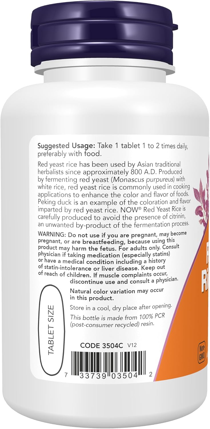 Red Yeast Rice 1,200mg 60 Tablets by Now
