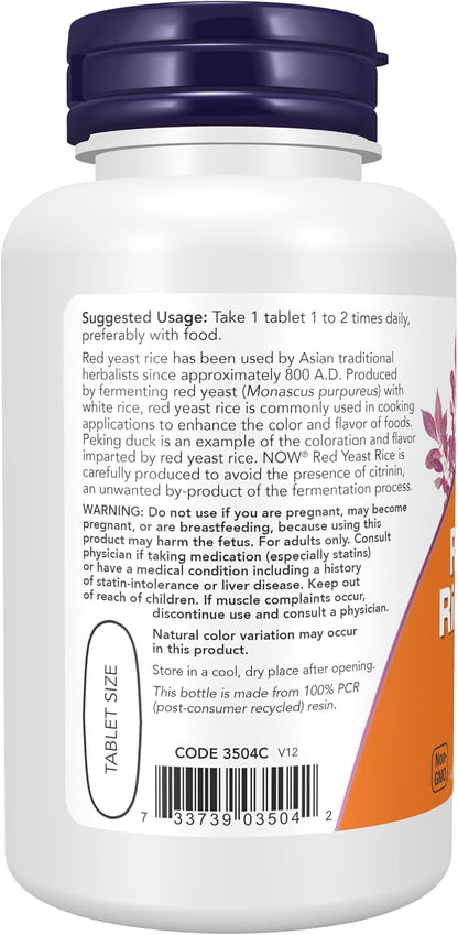 Red Yeast Rice 1,200mg 60 Tablets by Now