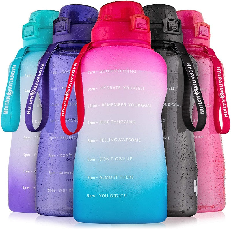 Gallon Bottle with Straw & Time Marker Ombre Pink by Hydration Nation