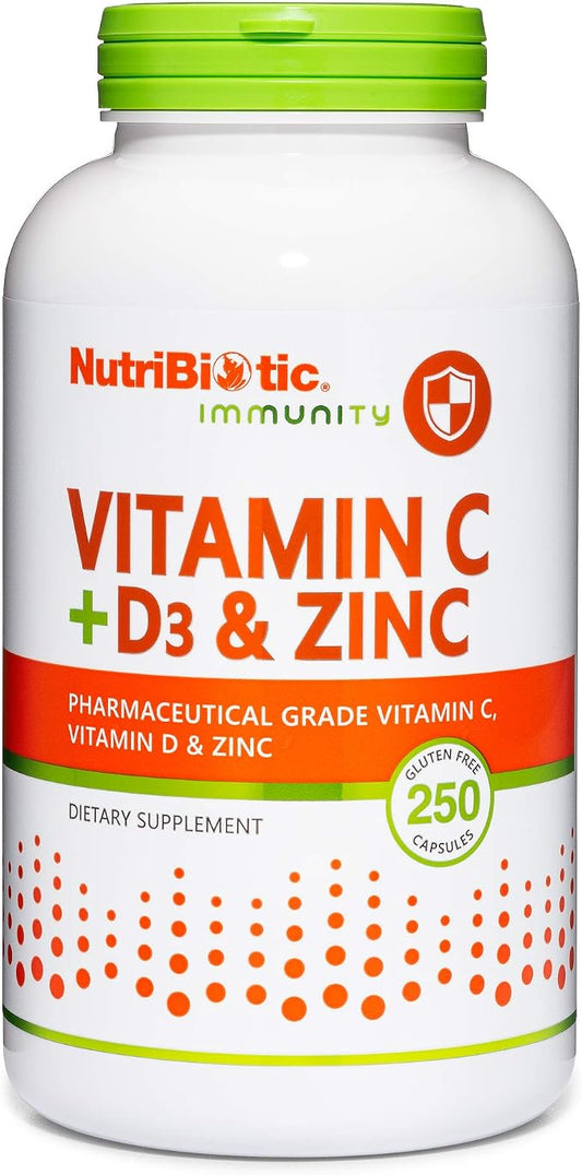 Vitamin C D3 & Zinc Capsules by Nutribiotic