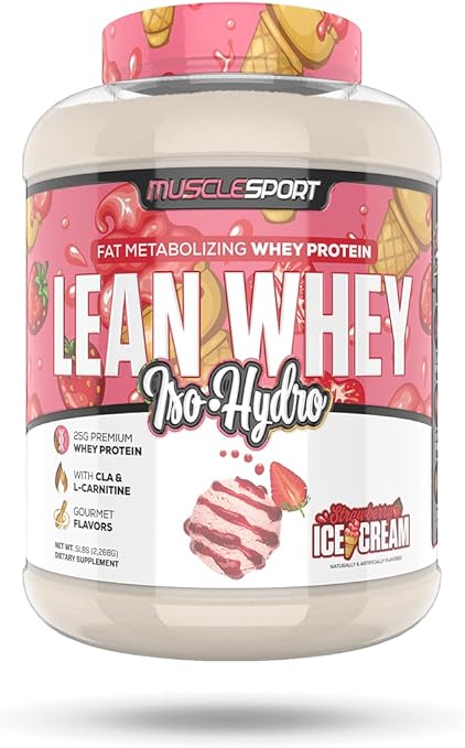 Lean Whey Protein 5lb Strawberry Ice Cream by Muscle Sport