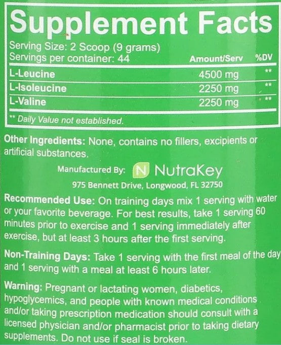 Nutrakey BCAA Powder Unflavored 400g