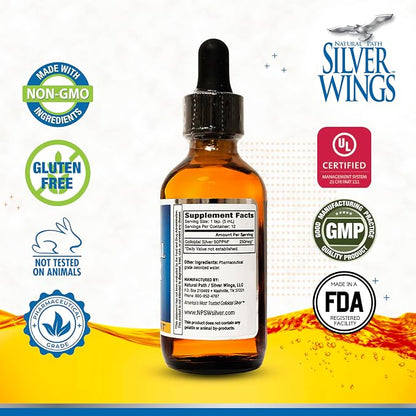 Colloidal Silver 50PPM 2oz Dropper by Natural Path Silver Wings