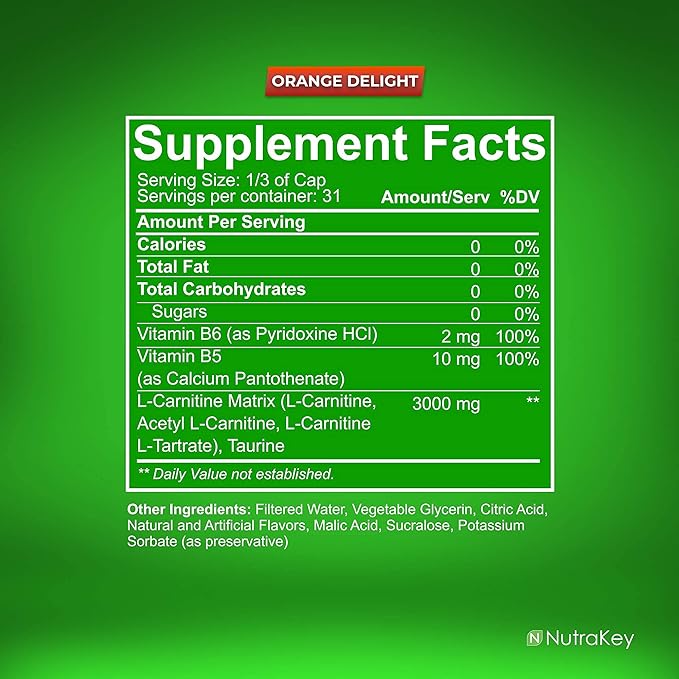 nutrakey l carnitine Nutrakey L-Carnitine Liquid Orange 3000mg 16oz – Wholesale Nutrition