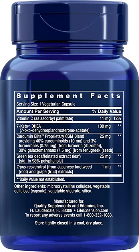 7-Keto DHEA 100mg Veg Capsules by Life Extension