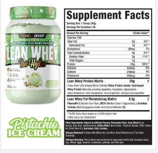 Lean Whey Protein Pistachio Ice Cream by Muscle Sport