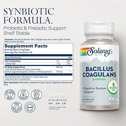 Bacillus Coagulans Probiotic Capsules by Solaray