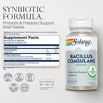 Bacillus Coagulans Probiotic Capsules by Solaray