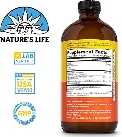 Calcium Magnesium D3 Orange Liquid by Nature's Life