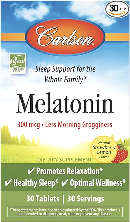 Melatonin 300mcg Chewable Tablets Strawberry Lemon by Carlson