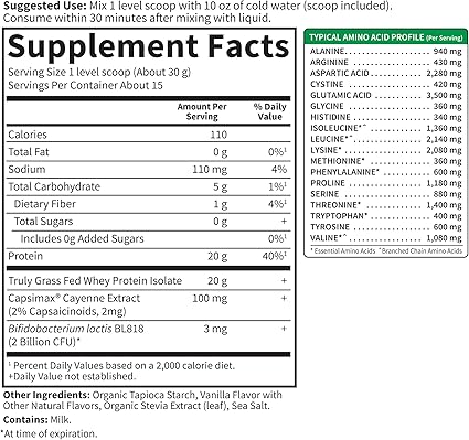 Grass Fed Whey Protein + Weight Management Vanilla Powder by Garden of Life