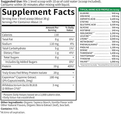 Grass Fed Whey Protein + Weight Management Vanilla Powder by Garden of Life