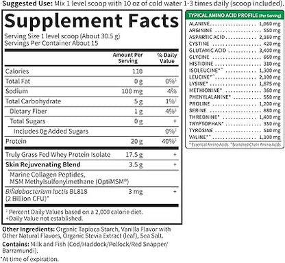 Grass Fed Whey + Skin Rejuvinating Blend Vanilla by Garden of Life