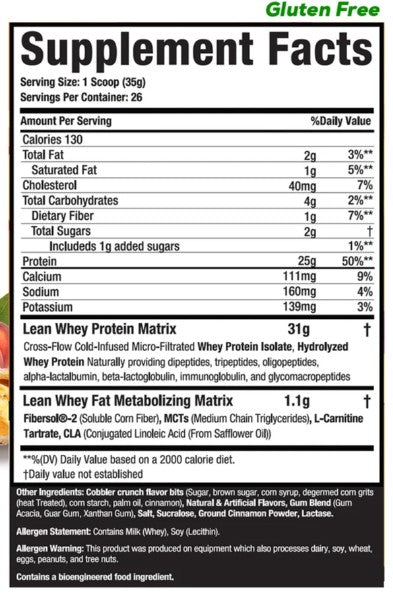 Lean Whey Protein Peach Cobbler by Muscle Sport