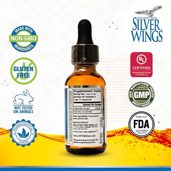 Colloidal Silver 250PPM 1oz Dropper by Natural Path Silver Wings