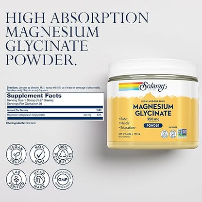 Magnesium Glycinate Unflavored Powder by Solaray