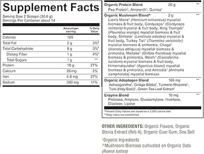 Organic Mushrooms + Protein Vanilla Bean by Plant Fusion