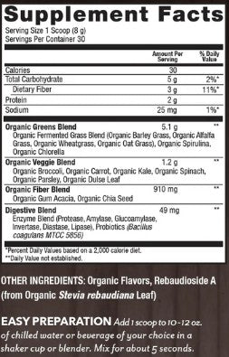 Organic Fermented Alkalizing Greens Unflavored by Plant Fusion