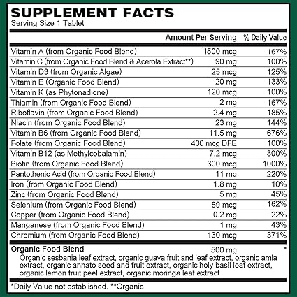 Men's Organic Vegan Once Daily Multivitamin Tablets by Plant Fusion