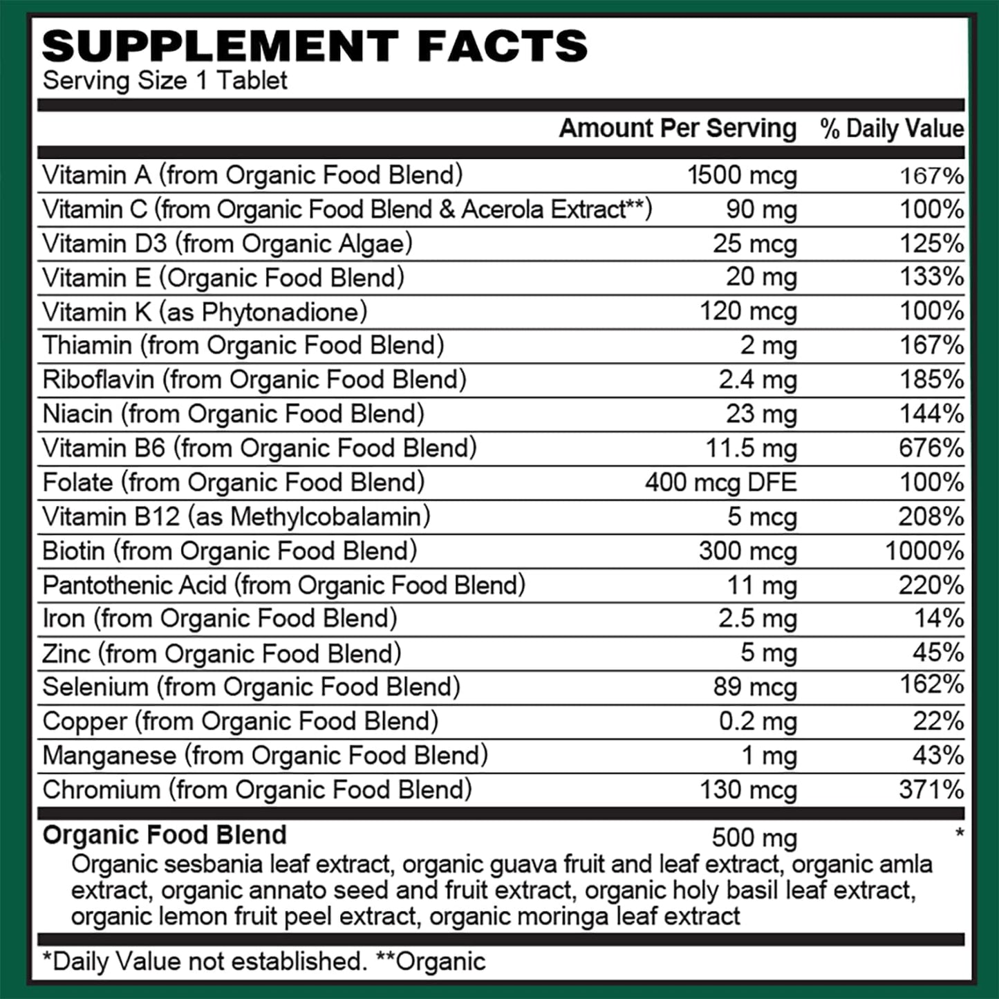Women's Organic Vegan Once Daily Multivitamin Tablets by Plant Fusion
