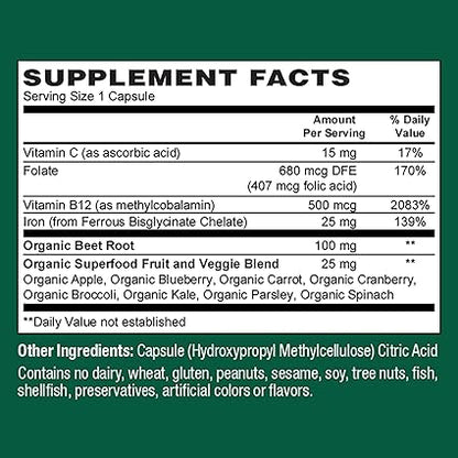 Vegan Blood Support Iron Capsules by Plant Fusion