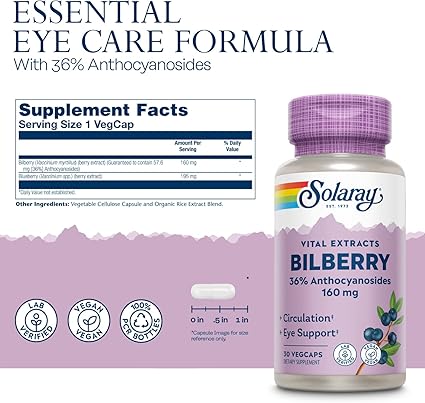 Bilberry Extract 160mg Capsules by Solaray