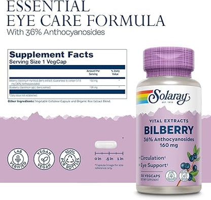 Bilberry Extract 160mg Capsules by Solaray