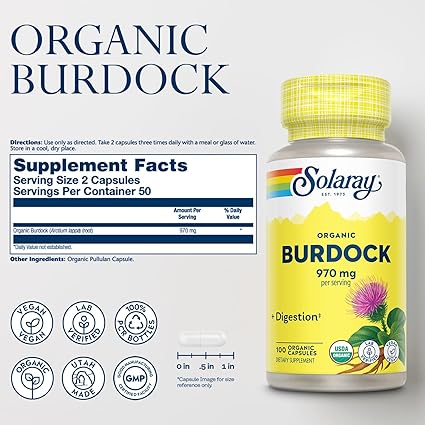 Organic Burdock Root Capsules by Solaray
