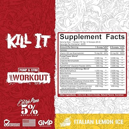 Kill It PreWorkout Italian Lemon Ice by 5% Nutrition