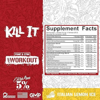 Kill It PreWorkout Italian Lemon Ice by 5% Nutrition