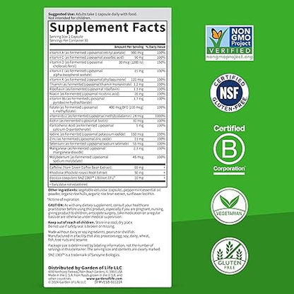 Fermented Liposomal Multivitamin + Energy Support Capsules by Garden of Life