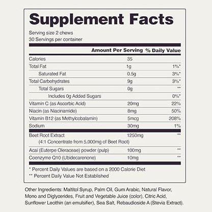 Heart Beets CoQ10 Mixed Berry Soft Chews by Snap Supplements