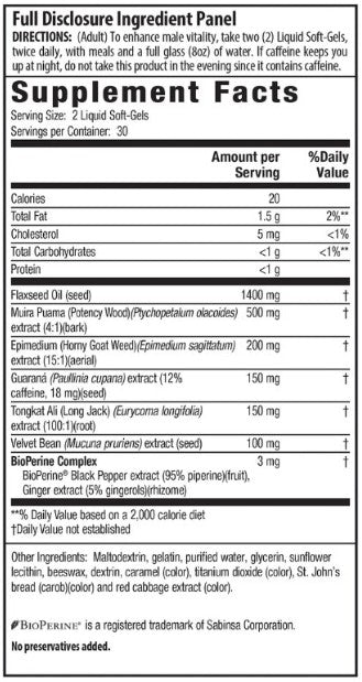 Longjack Extract + Potency Wood Pimal-Male Softgels by Irwin Naturals