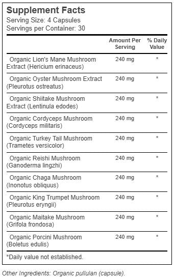 10 Mushroom Blend Organic Capsules by Nature's Fusions