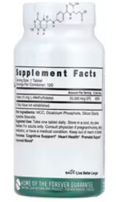 Methyl Folate 15mg Tablets by Nature's Fusions