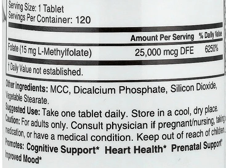 Methyl Folate 15mg Tablets by Nature's Fusions