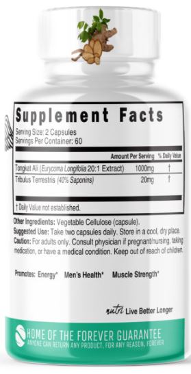 Tongkat Ali Extract with Tribulus Capsules by Nature's Fusions