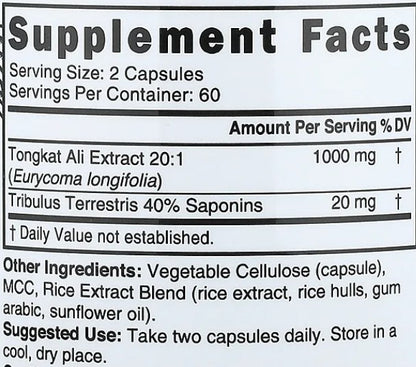 Tongkat Ali Extract with Tribulus Capsules by Nature's Fusions