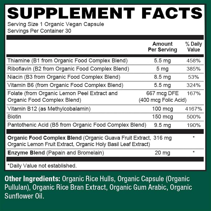 Organic Vegan B-Complex Capsules by Plant Fusion
