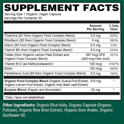 Organic Vegan B-Complex Capsules by Plant Fusion