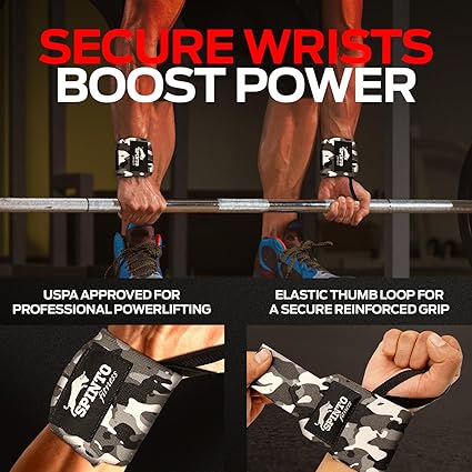 Grey Camo Heavy Duty Wrist Wrap 24 inch by Spinto