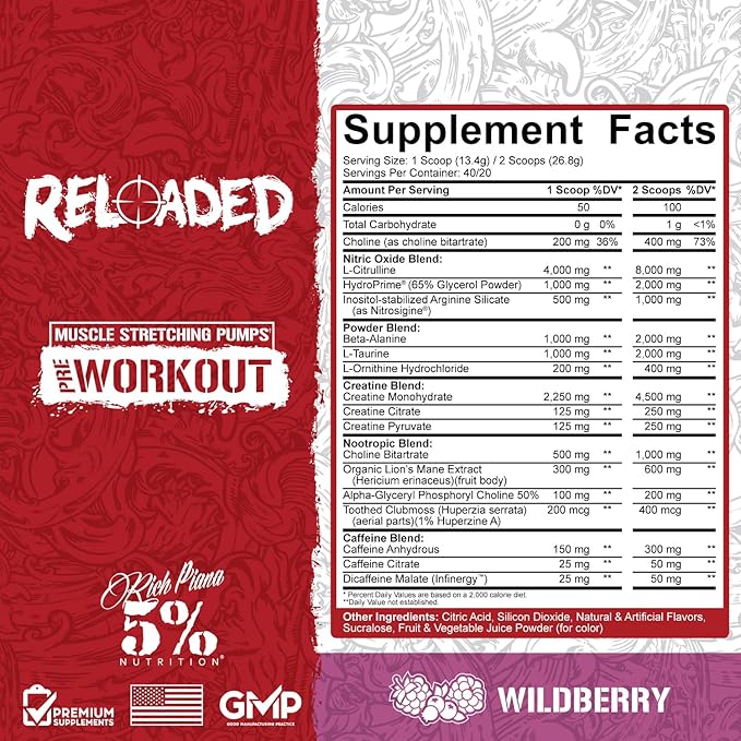 Reloaded PreWorkout Wild Berry by 5% Nutrition