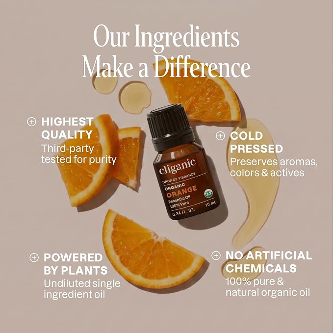 Organic Orange Essential Oil by Cliganic