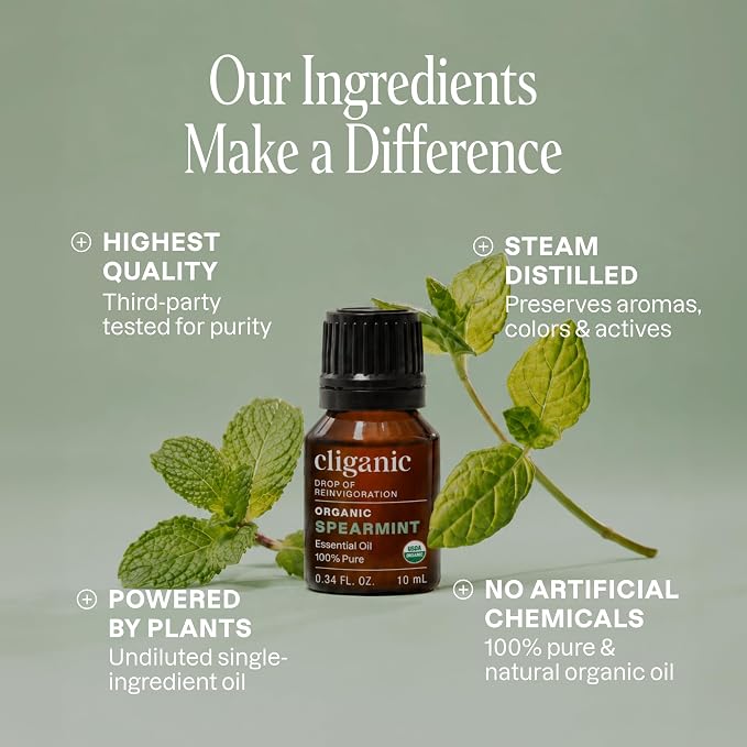 Organic Spearmint Essential Oil by Cliganic