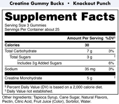 Creatine Gummy Bucks Knockout Punch by Bucked Up