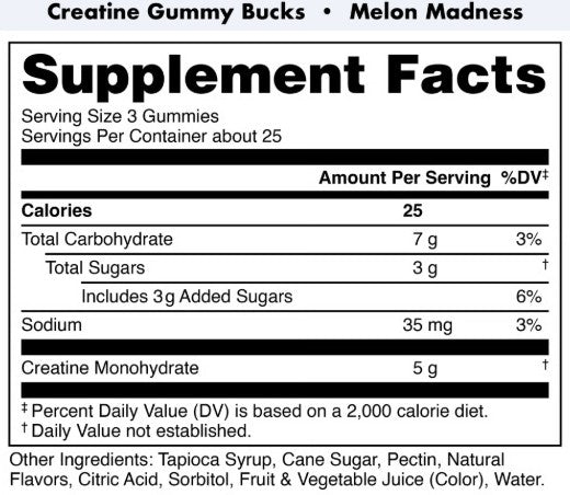 Creatine Gummy Bucks Melon Madness by Bucked Up