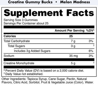 Creatine Gummy Bucks Melon Madness by Bucked Up