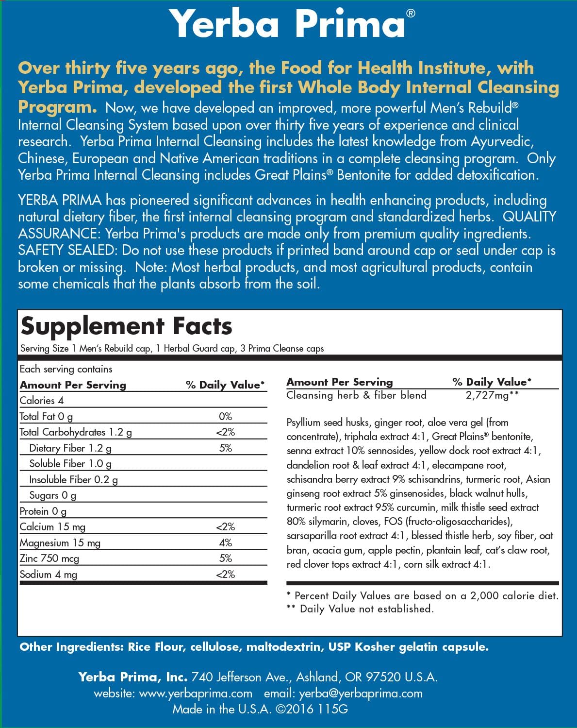 Men's Rebuild Internal Cleansing Kit by Yerba Prima