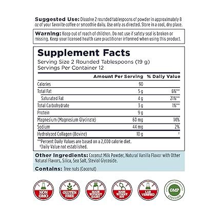 Collagen Creamer with Magnesium Vanilla Powder by Kal